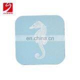 Custom Polyester Fabric Recycled Rubber Drink Coaster With Rubber Bottom