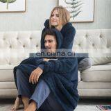 Indoor Bedroom Sleep Navy Soft Material Durable Wearable Hoodie Sherpa Oversized Blanket thumbnail-1