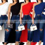 2021 Sexy One Shoulder Tube Top Elastic 100% Polyester Modal Summer Women Crop Top Fashion Clothing Women thumbnail-2