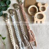 Оптовая производство индивидуально изготовленных вязаных шнурков для соска для младенцев с деревянным зубоногателем-игрушкой