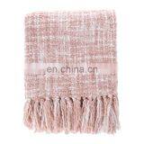 Wholesale High Quality Soft Pink Throw Blanket With Tassels For Home thumbnail-2
