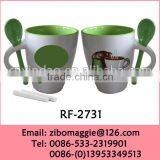 Hot Sale Colored Custom Print Coffee Mug Set and Tea Mug Set is Ceramic Mug and Spoon thumbnail-1