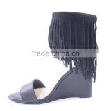 Fashionable Party Wear Wedge Woman Tassel Sandals Cheap With Back Zipper thumbnail-4