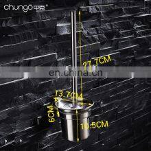 Bathroom Black 304 Stainless Steel Toilet Cleaning Brush With Holders Set Stand 2 Optional Silicone Brush Head thumbnail-3