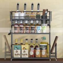 Kitchen Organizer Stainless Steel Spice Organizer Rack Oil Bottle Organizer Condiment Holder Rack Free Stand thumbnail-4