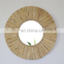 Wholesale Seagrass Wall Mirror Bohemian in Natural Straw Sun Mirrors Wall Decor Best Price Woven Vietnam Supplier thumbnail-1