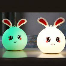 Rabbit Lamp Bunny LED Night Light Children's Night Light Baby Sleeping Bedside Lamp USB Silicone Tap Control Touch Sensor Light thumbnail-6