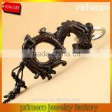 Chinese Loong Ebony Wood Men Gift Black Bag Key Ring Carved Dragon Wooden Keychain
