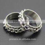 Wholesale Silver Tone Stainless Steel Chain Rings Rotating Spinner Men Gift thumbnail-3
