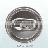 Aluminum 202# 51.6mm SOT Easy Open Pull Tab Cap For Beverage Can