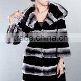 Rex14076 New Design Fashionable Chinchilla Rex Rabbit Fur Coat thumbnail-1