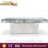 Iron Frame Fabric Base Glass Top Square Wedding Banquet Table thumbnail-3