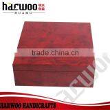 High-end Red Craft Wooden Gift Box With Velvet Lining thumbnail-2