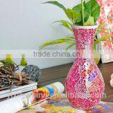 Colored Cracked Mosaic Glass Vase