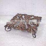 Square Flower Metal Coaster W/Antique Rustic Finish thumbnail-1