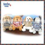 promotional cute sitting 4-color plush dogs with knitted T-shirt