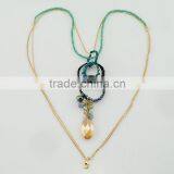 Fancy Electroplating Metal Bead Chain Necklace Beaded Jewelry With Pendant thumbnail-4