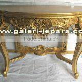 Antique Gold Console Table - Wall Carving Table - Indoor Mahogany Wood Furniture