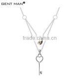 woman stainless steel key and heart charm necklace wholesale jewelry