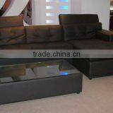 Leather Chaise Lounge Comer Sectional Sofa
