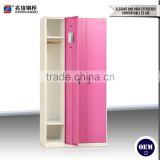 3 door pink wardrobe cabinet steel key lock cabinet safe stainless steel clothing locker