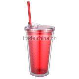 16oz Plastic Diamond Mug With Straw