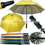 28inch Yellow Cheap Double Ribs Windproof Golf Umbrella thumbnail-1