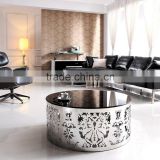 Special design round glass stainless steel coffee table
