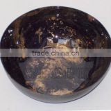 Enamel Metal Bowl With Black And Gold Stone Finish