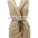 Casual Fleece Sleeveless Hooded Sweater Vest With Belt thumbnail-3
