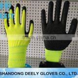 Cotton Black Wrinkle Latex Palm Coated Work Safety Gloves Yellow thumbnail-3