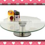 Glass Cake Stand,single layer clear round tempered glass cake stand