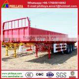 Heavy Duty Tri Axle Flatbed Side Wall Open Cargo Semi Truck Trailer for Sale Draw Bar Trailer thumbnail-2