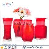 Red Stained Flower Shaped Handblown Colored Glass Vases thumbnail-1