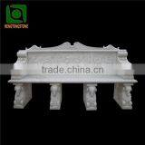 White Marble Decorative Outdoor Bench thumbnail-1