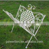 POWERLON Vintage Antique White Brush Black Metal Magazine Rack Wrought Iron Home Furniture thumbnail-1