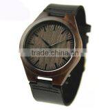 Custom Logo Watch Mens Retro Ebony Watches With Leather Strap thumbnail-2