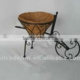 metal cart with coco plant holder
