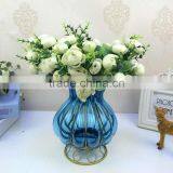 Wrought Iron Flower Glass and Metal Vases Factory Wholesale Home Decorative Crafts Antique thumbnail-6