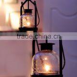 European Vintage Iron Glass Wedding Candle Lamp Portable Lantern Candle Holders Room Decoration Romantic Candlestick thumbnail-6