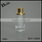 New Products Cosmetic Packaging 100ml Long Round Empty Crystal Bottle Glass Perfume Gold Aluminum Cap Bulk Buy From China