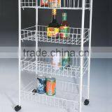 330-55 4-tier Metal Wire Storage Shelf Storage Cart With Wheels thumbnail-1