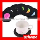 UCHOME 6pcs/ Set Novelty Vinyl Silicone Record Retro CD Type Drink Coasters Cup Mats thumbnail-1