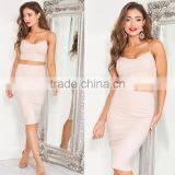 Plain Bodycon Crop Top And Skirt Set thumbnail-1