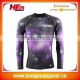 Hongen apparel 2016 professional Wholesale custom printed compression mma rash guard swimming rash guard