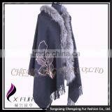 CX-B-P-51 High Quality Factory Price Fox Fur Trimmed Pashmina Special Cashmere Scarf thumbnail-6