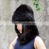 CX-C-01H Good Quality Winter Fox Fur Hat And Ring Scarf Set Beanie Hat thumbnail-2