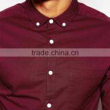 Mens Skinny High-end Shirt In Burgundy Twill Dri Fit Shirt thumbnail-3