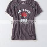 MGOO 2017 Summer Lace-up Graphic T-shirt With Grommets Ladies Sublimation Print Design Fashion T Shirt thumbnail-4