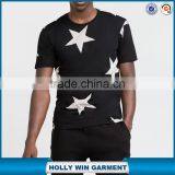O Neck Black Slim Man Cotton t Shirt With Stars Printed thumbnail-1